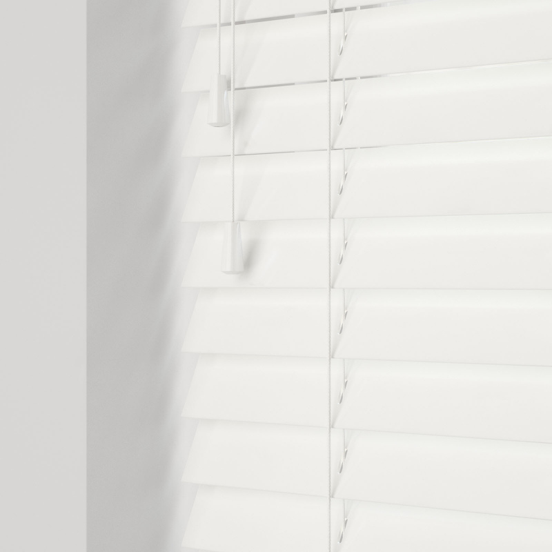 Sunwood 50mm Gloss Finish Pure White Solid Wooden Blinds